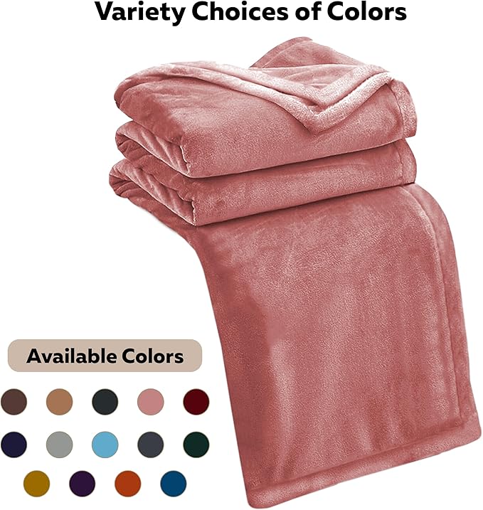 MOONLIGHT20015 Fleece Blanket 2 Pack - Super Soft Fluffy Pink Throw Blanket for Sofa and Bed - Warm and Cozy Lightweight 400 GSM Microfiber Bed Throws Blankets, 50x60 Inches (Throw/Travel)