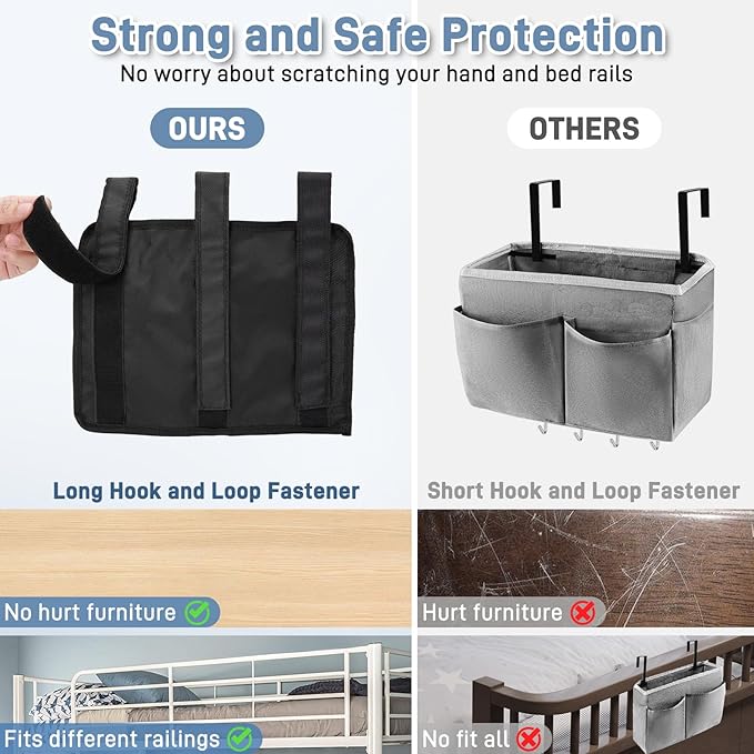 Support Storage Bag for Bed Rails, Bedside Storage Organizer