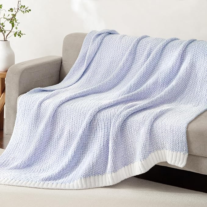 Whale Flotilla Knit Throw Blanket, Ultra Soft Warm Reversible Cozy Decorative Blankets for Couch Sofa and Bed, 50x60 Inch, Lavender