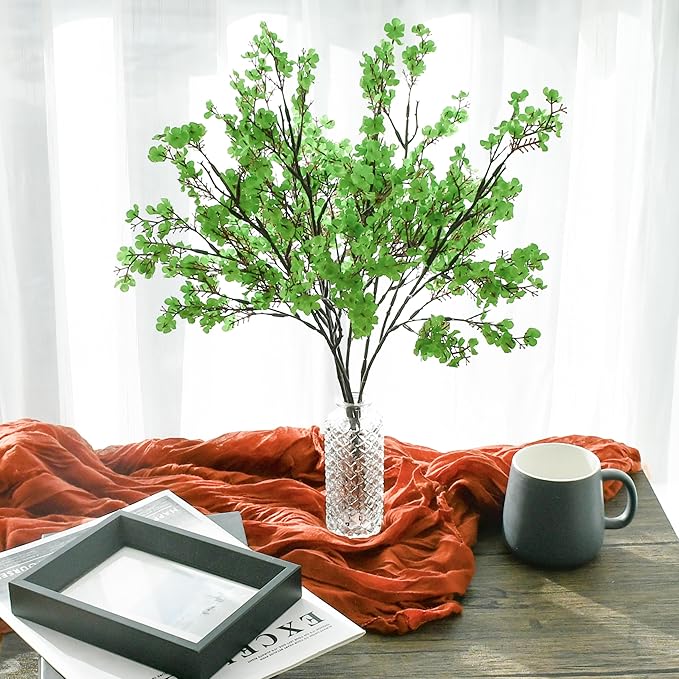 Mandy's Green Artificial Baby’s Breath Flowers 6 Bundles Silk Gypsophila, 18.5 Inch European Style Modern Home Decor Centerpiece, Neutral Wedding Flower Arrangements