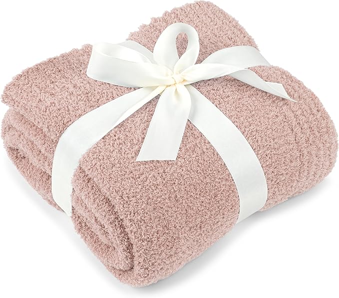 PAVILIA Super Soft Throw Blanket for Couch, Fluffy Cozy Lightweight Taupe Blanket, Fuzzy Warm Knit Blanket for Bed Sofa, Tan, 50x60