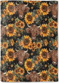 Cute Highland Cow Fleece Blanket - 40x50in Sunflower Rustic Throw Blankets,Soft Cozy Lightweight, Ideal for Living Room Home Farmhouse Decor and Kids Women Girls Spring Gifts