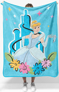 Jay Franco Kids Plush Throw Blanket – Soft & Cozy Fleece Throw for Bedroom & Couch Décor, Official Licensed Product, Blue - Disney Princess Cinderella, 40x50 - Travel Blanket