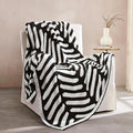 Throw Blanket, Soft Cozy Fluffy Striped Throw Blankets for Couch, Sofa, Bed, Chair, Warm Fuzzy Plush Lightweight Decorative Stripe Blanket, Black White, 50x60 inches
