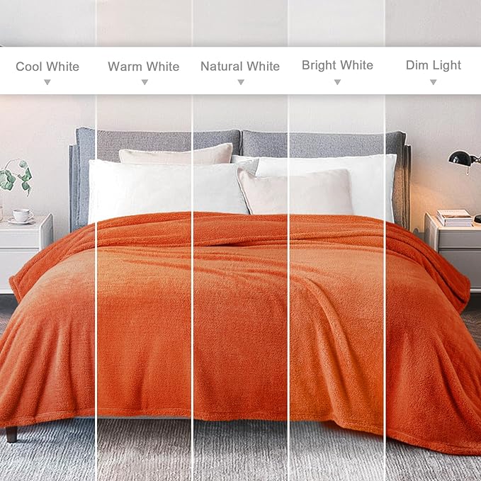 Exclusivo Mezcla King Size Blanket for Bed, Super Soft Velvet Plush Fleece Blankets, Fuzzy Cozy and Warm for Winter, 90x104 Inches, Burnt Orange