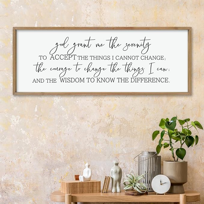 LuZhiQiang God Grant Me Prayer Wall Decor Christian Serenity Prayer Sign 40"X15" God Jesus Catholic Prayer Bible Verse Inspirational Quotes for Living Room Bedroom Office Large Hanging Art (Wood)