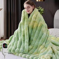 Heated Throw Blanket, Faux Fur Cozy Heating Blanket with Overheat Protection, 1/2/4/6/8 Hours Auto-Off 10 Heat Level, Machine Washable (72x84 I Inches, Tie-Dye Green)
