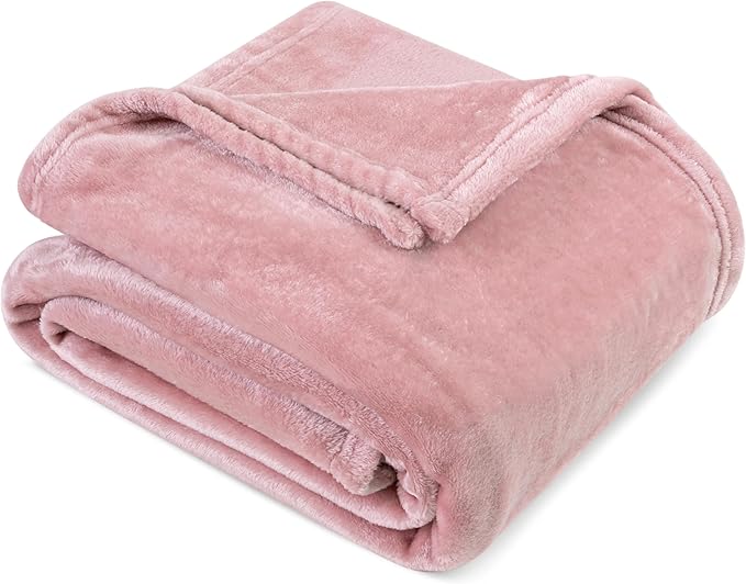 PAVILIA Blush Pink Fleece Throw Blanket for Couch Twin Size, Pink Super Soft Fuzzy Flannel Throw for Sofa, Luxury Plush Microfiber Blanket Twin Bed, Home Decorative Velvet Gift Blanket, 60x80