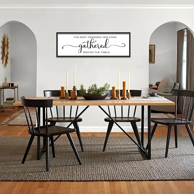 The Best Memories Are Made Gathered Around The Table Wall Decor: Farmhouse Kitchen Wall Art Framed Large Rustic Kitchen Sign Modern Dining Room Wall Decor Hanging Wall Plaques 16"x48"
