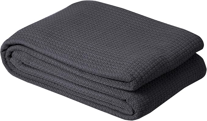 DOLLCENT 100% Cotton King Size Blanket for Bed, Premium Soft Combed Lightweight Blankets, Washed Breathable Cozy Bed Throw Blanket, Grey King Cotton Blankets for All Season: Grey (108"x90")