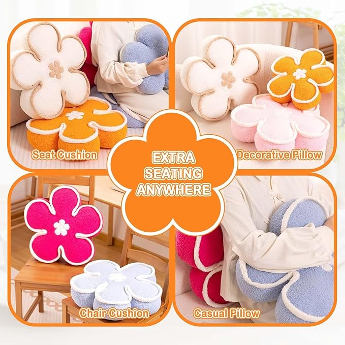 Kcvvcr Flower Pillow（Light Purple, 13.7 Inch）