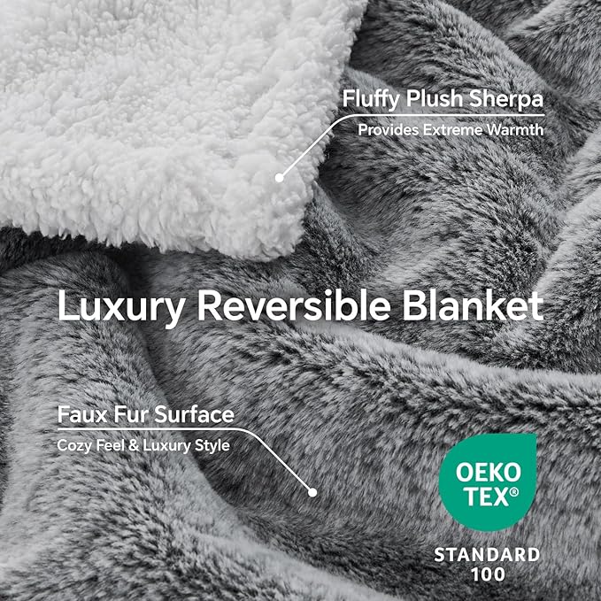 BEDELITE Sherpa Throw Blanket for Couch – Ultra Soft & Cozy Plush Blanket for Sofa, Bed & Room Decor, Thick Fluffy Throw Gifts for Women, Men, Mom, Dad, 50x60 inch, Black