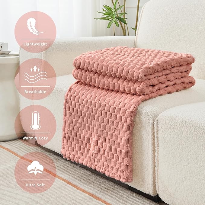 FY FIBER HOUSE Oversized King Blanket 120" x120" Seamless Extra Large Bed Blanket 10' x 10' Super Soft Plush Fuzzy Huge Blankets for Couch Office Sofa, Pink