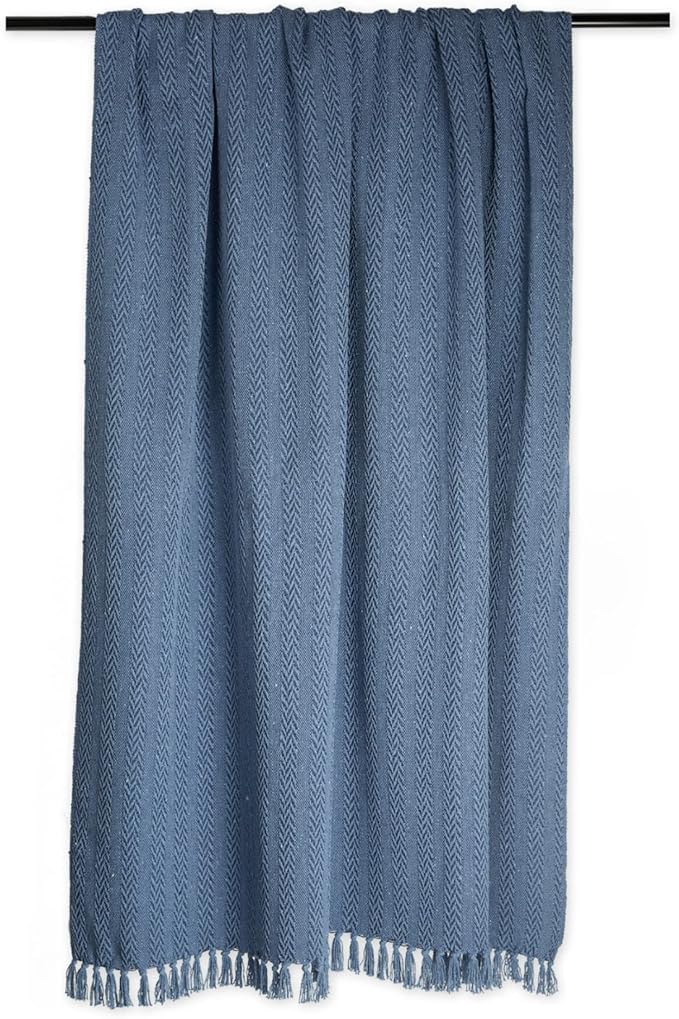DII Industrial Tonal Textured Woven Throw 50x60, French Blue