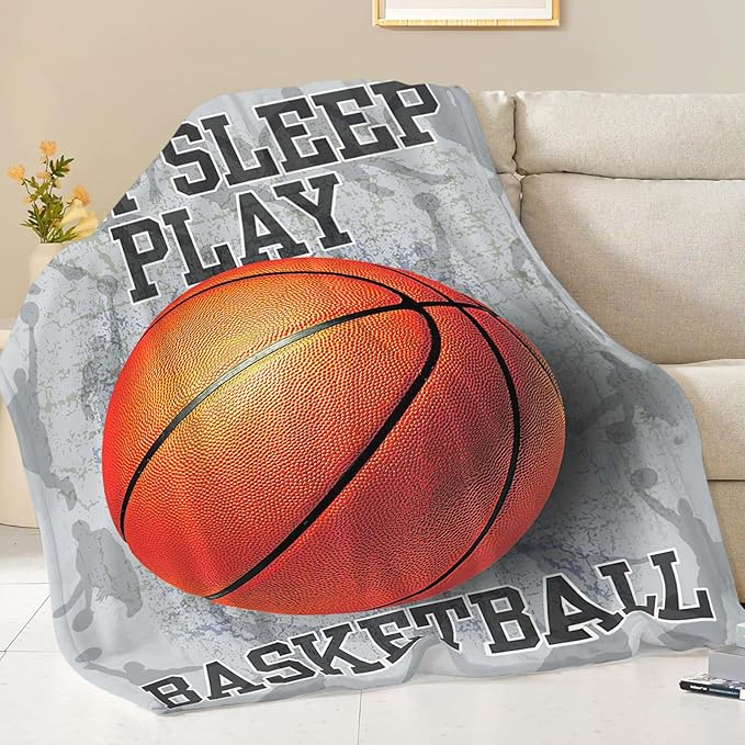Basketball Blanket for Girls Women Boys Men Adults Kids Soft Cozy Fleece Sports Throw Blankets Gifts Warm Flannel Plush Lightweight Decor for Couch Bed Sofa 50"X40"
