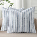 Pallene Faux Fur Plush Throw Pillow Covers 20x20 Set of 2, Luxury Soft Fluffy Striped Decorative Pillow Covers for Sofa, Couch, Living Room, Ombre Grey