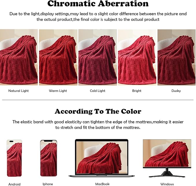 NEWCOSPLAY Super Soft King Blanket Red Premium Silky Flannel Fleece 3D Checkered Lightweight Bed Blanket All Season Use (Red Checkered, King(90"x110"))