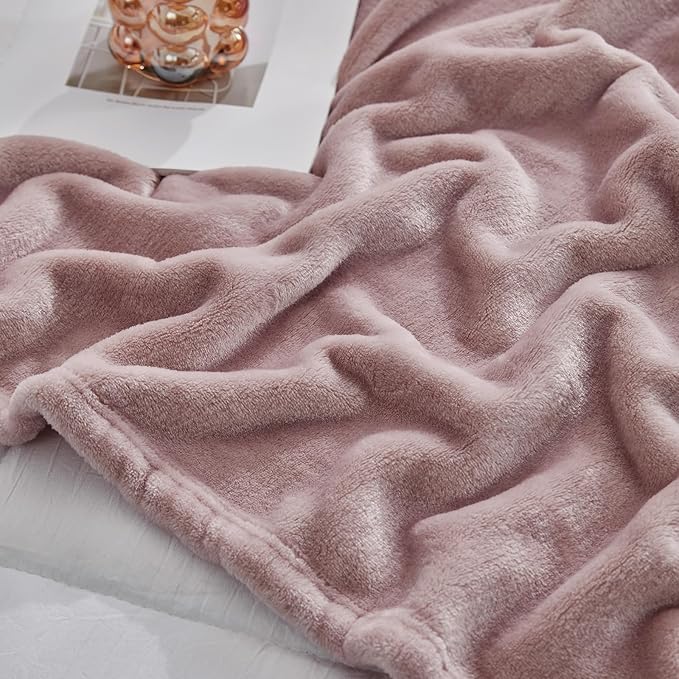 Hansleep Fleece Pink Throw XL Blanket, Super Soft Flannel Fuzzy Plush Cozy Blanket for All Seasons, Pink, Throw XL 50x70 Inches