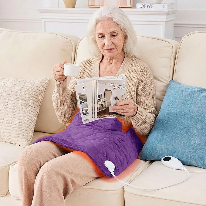 OCTROT Purple Weighted Heating Pad for Neck Shoulders and Back, for Mom Wife Grandma, Birthday Gifts for Mom Older Women, Electric Heated Blanket with 9 Heat Options 4 Auto-Off Timer