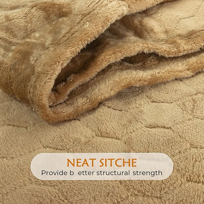 TOONOW Fleece Bed Blanket King Size 90x108 inches, Super Soft Fluffy Fuzzy Plush Blanket Geometric Pattern Cozy Microfiber Flannel Blankets for Couch, Bed, Sofa, Camel