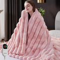 Heated Throw Blanket, Faux Fur Cozy Heating Blanket with Overheat Protection, 1/2/4/6/8 Hours Auto-Off 10 Heat Level, Machine Washable (62x84 Inches, Tie-Dye Pink)