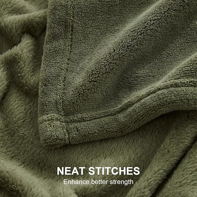 Hansleep Fleece Moss Green King Blanket, Super Soft Flannel Fuzzy Plush Cozy Blanket for All Seasons, Moss Green, King 90x108 Inches