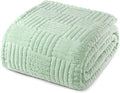 Whale Flotilla Lightweight Fleece Twin Size Blanket for Bed, Fuzzy Soft Blankets with Decorative Jacquard Pattern for All Season, Warm and Fluffy, 60x80 Inch, Sage Green