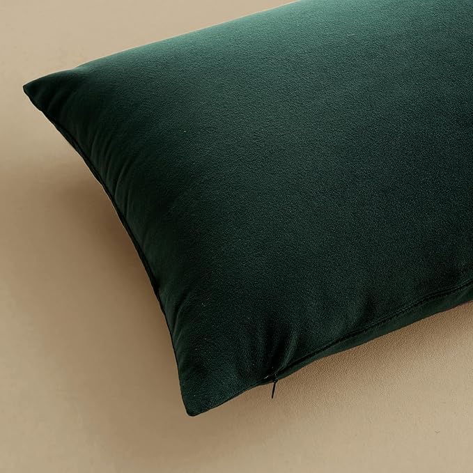 MIULEE Pack of 2 Velvet Soft Solid Decorative Square Throw Pillow Covers Cushion Case Home Decor for Sofa Bedroom Car 16x16 Inch Army Green