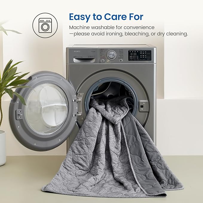 Cozy Bliss Double Side Cooling Blanket for Hot Sleepers, Q-Max>0.46 Lightweight Soft Breathable Bed Blanket, Cooling Throw for Night Sweats (Charcoal Grey, 60"x80")