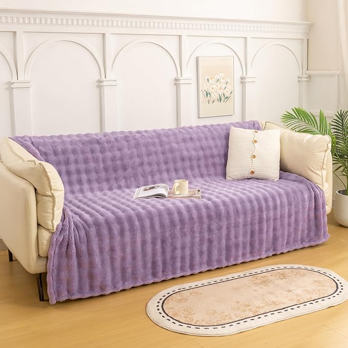 YUSOKI Luxury 3D Bubble Light Weighted Throw Blanket 1.8lb,All Ages,Home Decoration, (Lilac Purple,50 * 60inches)