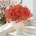 Artificial Flowers Outdoor Faux Plants UV Resistant Fake Patio Flowers Plastic Greenery Plnats Outside Bulk for Spring Garden Hanging Planter Home Vase Decor, 12 Bundles (Red)