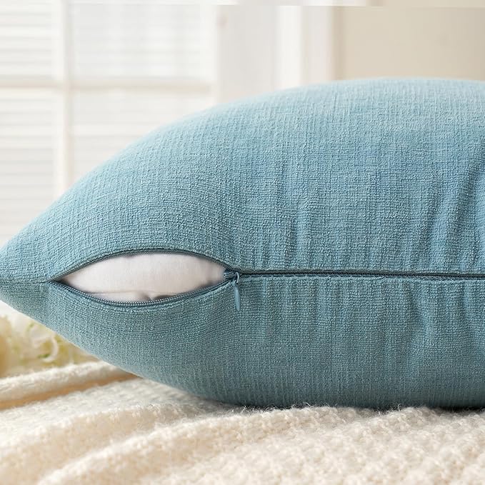MIULEE Smoke Blue Couch Pillow Covers 18x18 Inch, Set of 2 Soft Chenille Decorative Square Throw Pillow Covers Summer Farmhouse for Sofa Living Room Bed