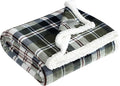 Eddie Bauer - Throw Blanket, Ultra-Soft Plush Bedding with Faux Shearling Reverse, Throw Blanket for Couch & Bed (Trailhead Plaid Green, 50" x 60")