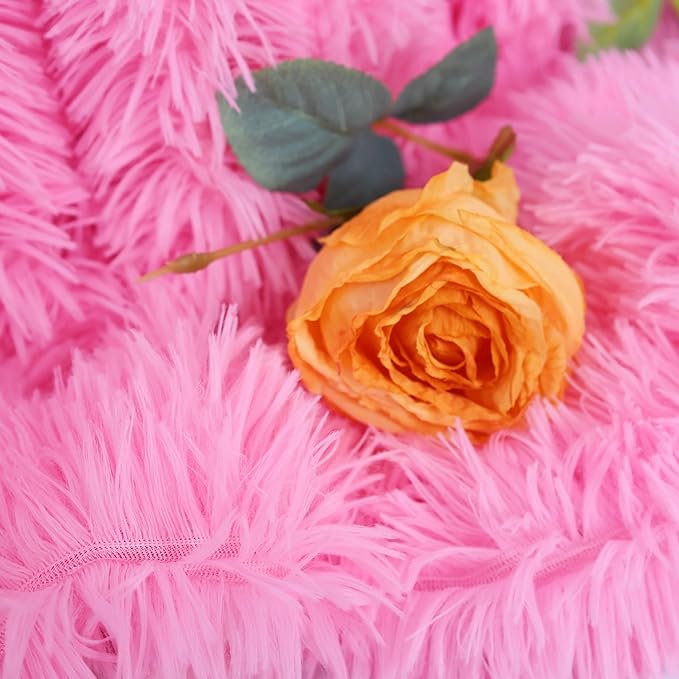 Plush Super Soft Blanket Bedding Sofa Cover Furry Fuzzy Fur Warm Throw Qulit Cozy Couch Blanket for Winter (63"x79", Pink)