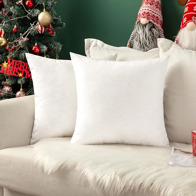MIULEE Pack of 2 Decorative Outdoor Solid Waterproof Throw Pillow Covers Euro Sham Faux Linen Garden Farmhouse Cushion Cases for Patio Tent Balcony Couch Sofa 26x26 Inch White