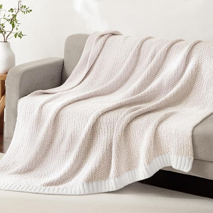 Whale Flotilla Knit Blanket Twin Size, Ultra Soft Warm Reversible Cozy Decorative Blankets for Couch Sofa and Bed, 60x80 Inch, Camel