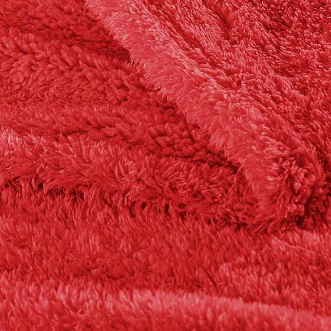 Exclusivo Mezcla Fleece Red Throw Blanket for Couch Sofa, Ultra Soft, Lightweight and Fluffy Blankets for Women, All Season, 50x60 Inches