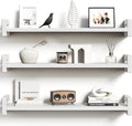 Vailando Floating Shelves for Wall, Set of 3 Solid Wood Wall Mounted Shelves, 23.6" White Display Shelf for Bedroom, Living Room, Bathroom, and Kitchen Decor - Heavy-Duty & Natural Pine