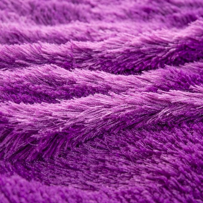 YUSOKI Long Faux Fur Twin Size Blanket,2 Layers,3.4lb for Bed Couch Home Décor Gifts Women (Purple,60" x 80")