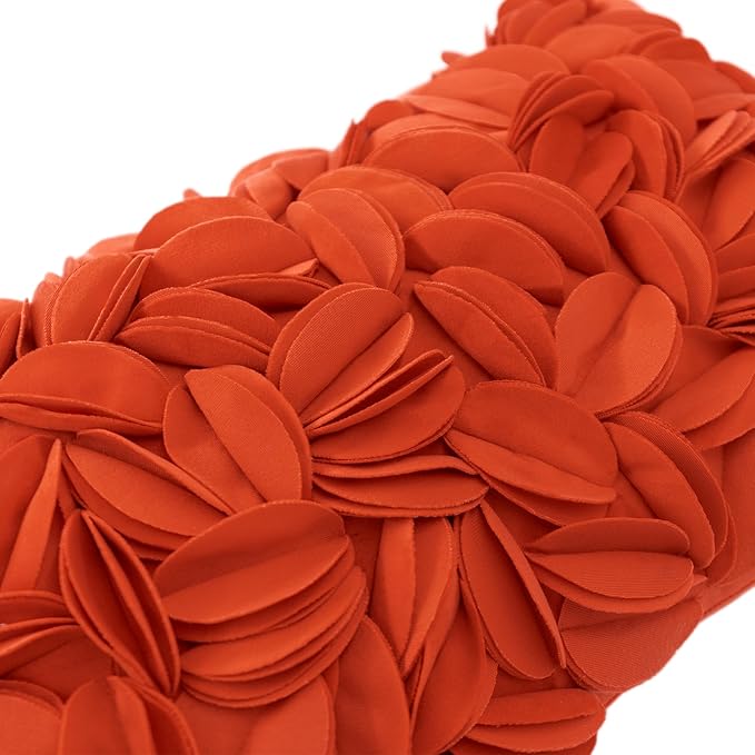 KINGROSE Handmade 3D Floral Decorative Throw Pillow Case Solid Flower Cushion Covers Decorative Pillow Cover for Bed Living Room Sofa Couch Home 12 x 20 Inches Velvet Dark Orange