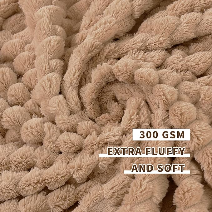 FY FIBER HOUSE Fleece Throw Blanket for Couch 300GMS Super Soft Plush Fuzzy Blankets and Throws for Sofa Bed Office, 40x50 Inches, Camel