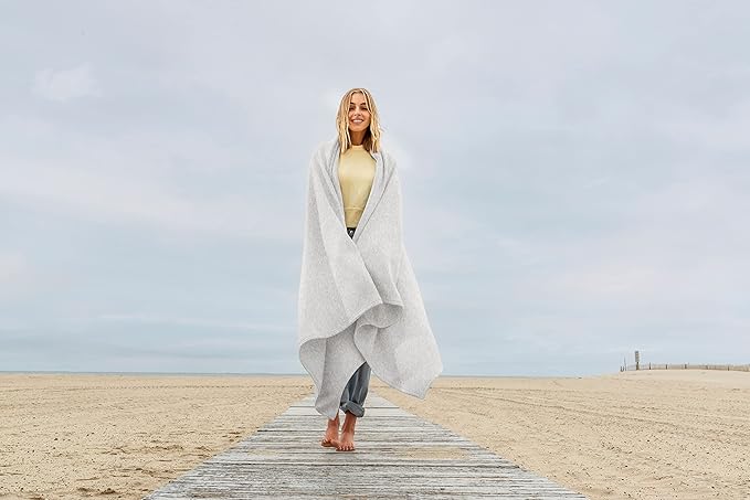MV Sport Lightweight Sweatshirt Blanket Throw � Warm & Cozy, Breathable Oversized Fleece Knit, Couch, Bed, Travel, Cold Nights, and Outdoors � Soft Light Weight Blanket 54"" x 84"" Marble Heather