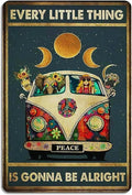 Fmcmly Every Little Thing is Gonna Be Alright Vintage Tin Signs Hippie Boho Wall Art Encouragement Gifts for Women Home Kitchen Office Bedroom Living Room Cafes Wall Decor 8x12 Inch