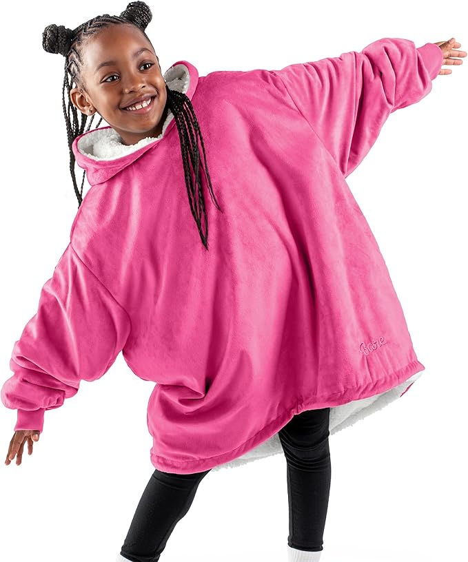 Bare Home Wearable Blanket Hoodie - Soft Plush Sherpa - Warm and Cozy - Oversized Wearable Blanket - Adult & Kid Sizes