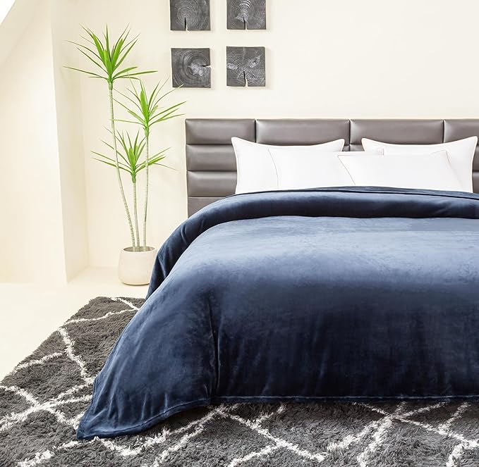 COOVA Oversized King Fleece Blanket 120x120 inches, Soft Cozy Warm Giant Extra Large 10'x10' Blanket for Bed, Sofa, Couch,Travel, Camping, California Huge Flannel Big Throw Blanket, Navy Blue