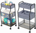 3-Tier Baby Diaper Caddy Organizer and Storage Cart, Mobile Metal Utility Cart with Rolling Wheels for Nursery Essentials with 4+2 Dividers, Large Capacity Rolling Cart For Bedroom, Bathroom, Nursery