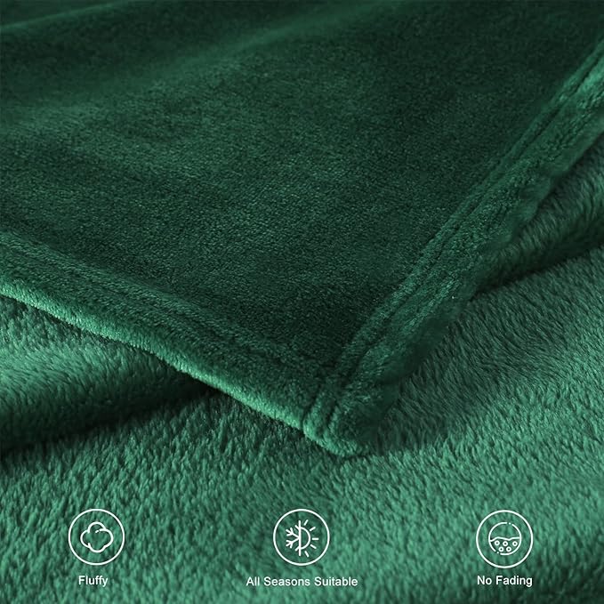 TASTHROW DarkGreen Throw Blanket 60x80 Inches, Soft Plush Cozy Fleece Flannel Throw Blanket, Lightweight Warm Throws for Bed, Couch, Bedroom and Living Room, All Seasons