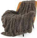 TOONOW Extra Soft Fuzzy Faux Fur Throw Blanket 50"x60", Reversible Lightweight Fluffy Cozy Plush Comfy Microfiber Fleece Decorative Shaggy Blanket for Couch Sofa Bed, Dark Brown