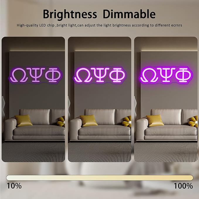 Psi Phi Fraternity Neon Signs for Wall Decor,Dimmable Led Greek Lettering Psi Phi Decor,USB Powered Fraternity Gifts for Man Cave Kids Room Bedroom Bar Birthday Gifts(11.8 * 4in）