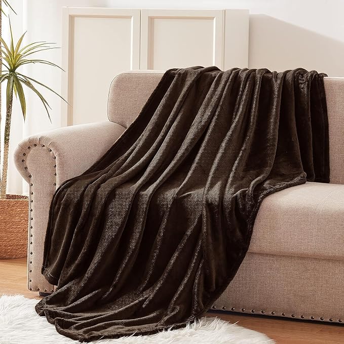 Polar Fleece Throw Blanket for Couch, Twin Bed, Chair, Kids, Adults, Pets 50x60 Soft Cozy Reversible Throw Blanket (Chocolate Brown)